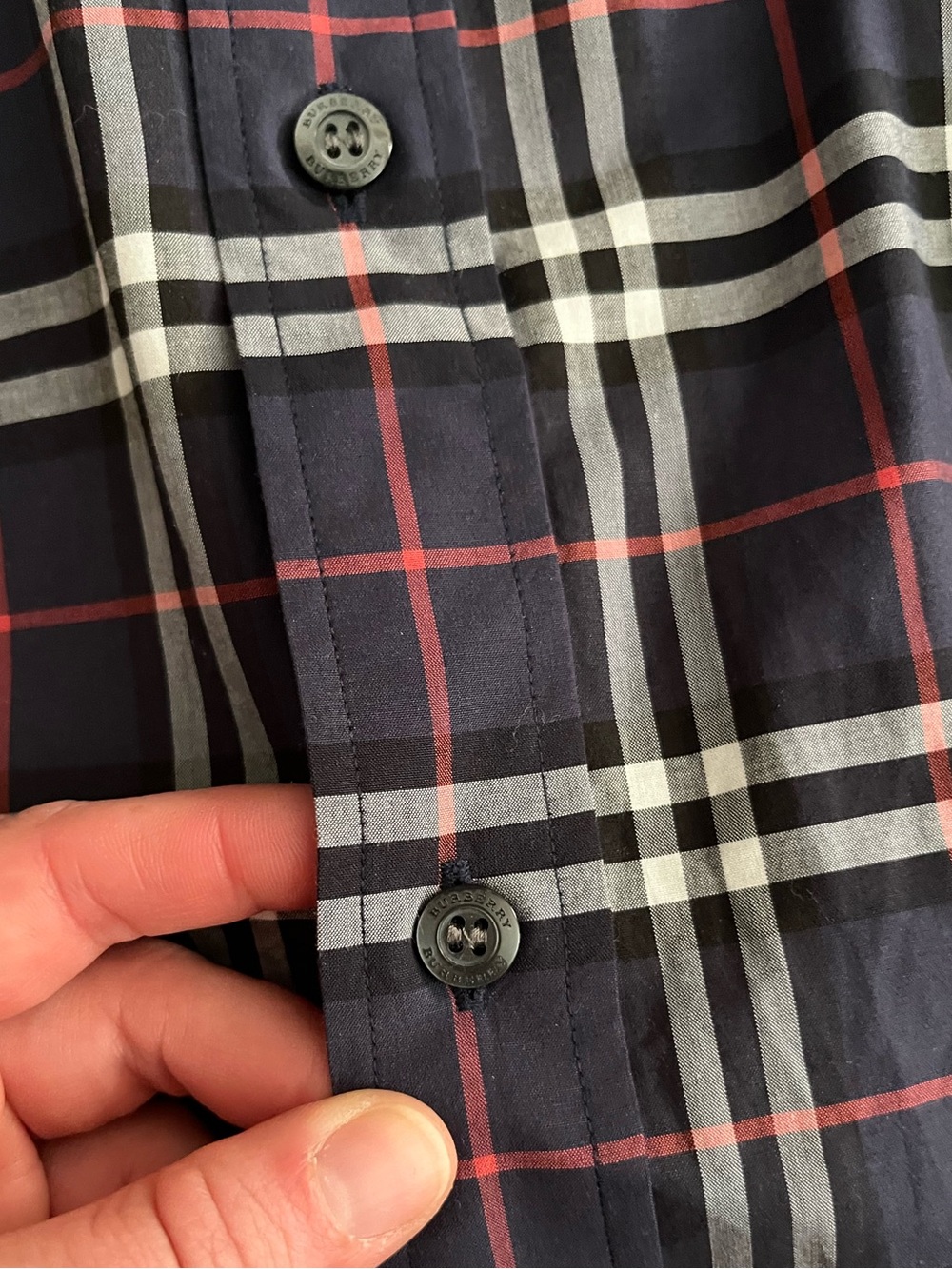 BURBERRY Men’s George Check Button Down Shirt Blue/White/Red - Size XL - Picture 3 of 9